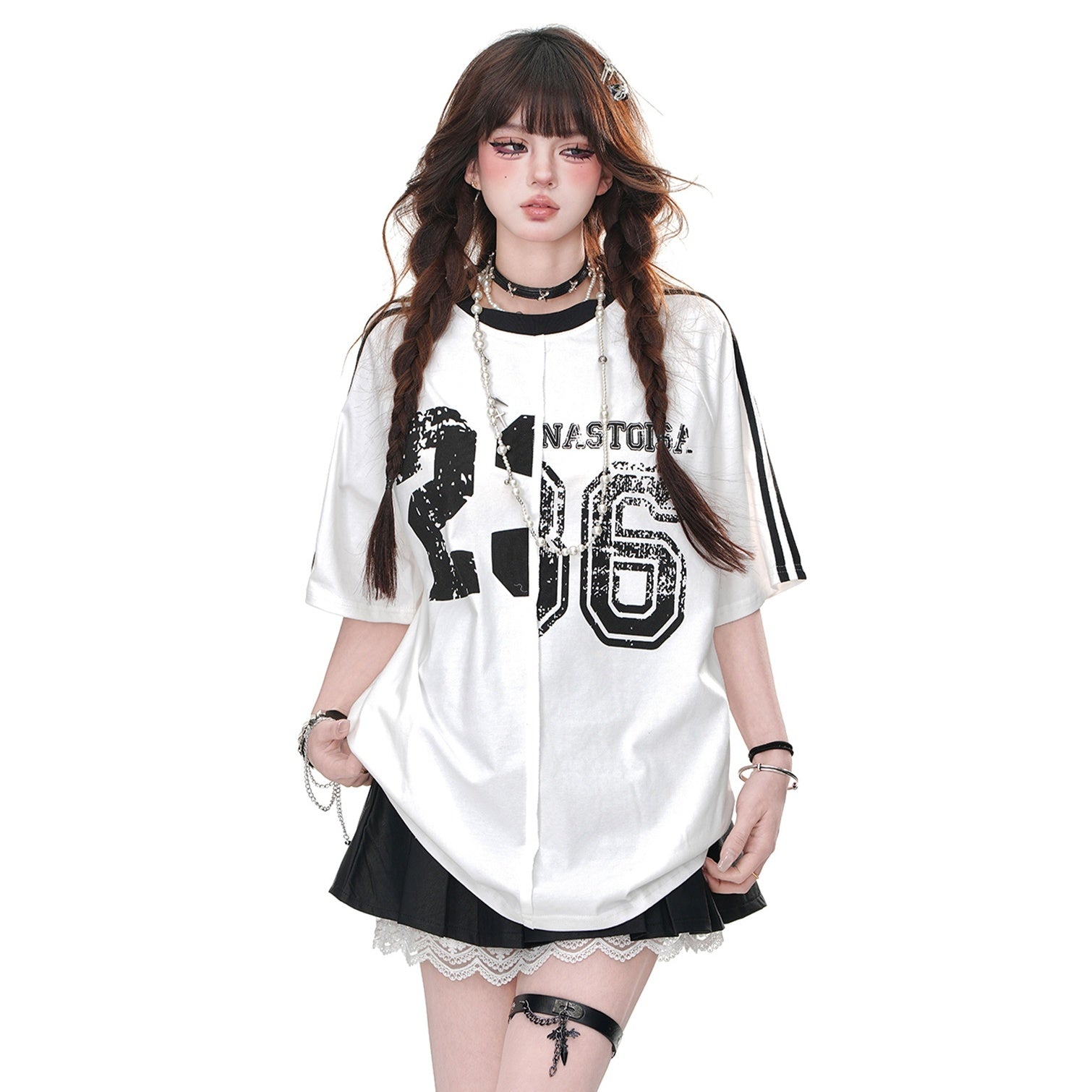 Line Sleeve Switching  Sports T-shirt KK2057