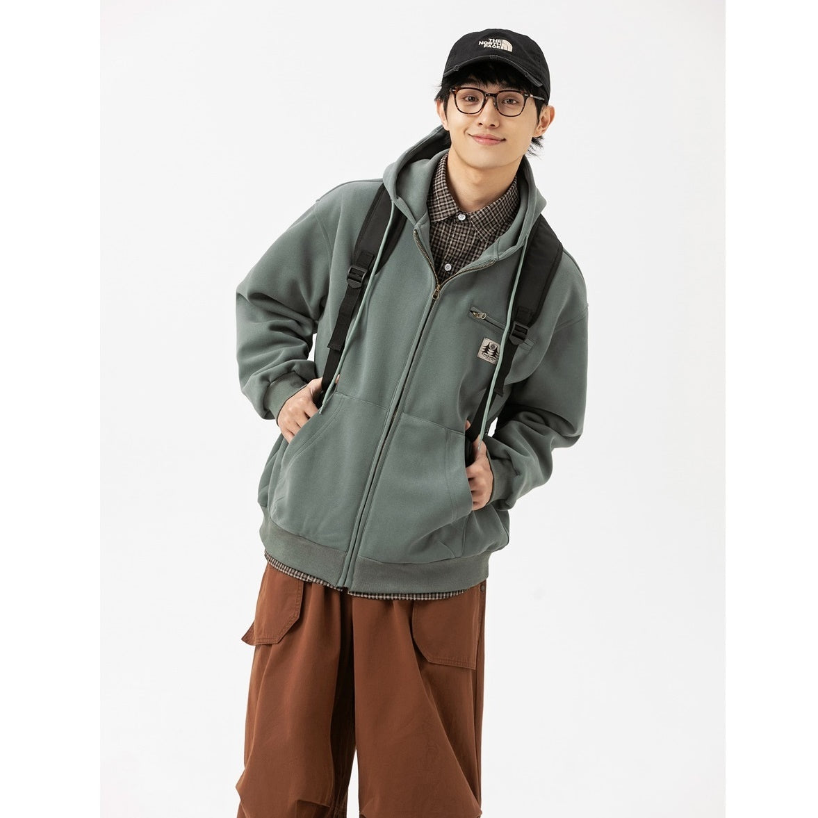 Simple Zip-Pocket Hooded ZIP-Up Parka MW9581