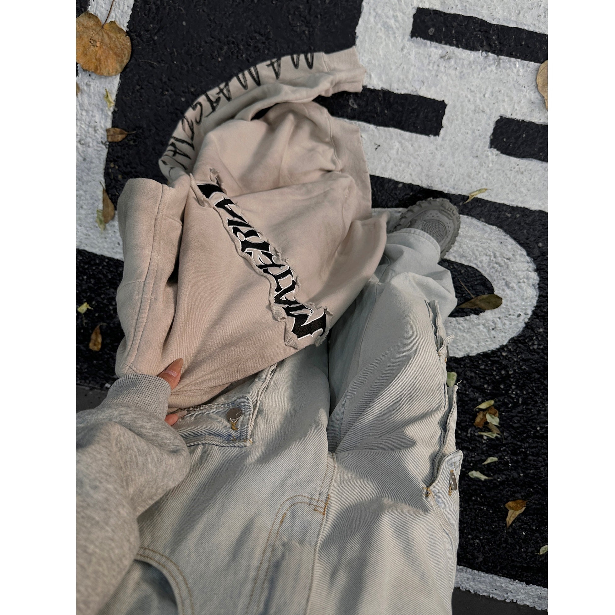 Mud Dyed Distressed Oversize Zipper Parka HG7140