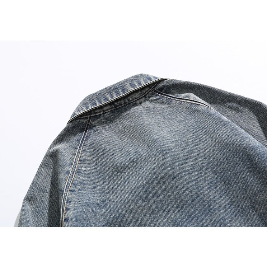 Vintage Washed Double-breasted Zip Denim Jacket MW9580