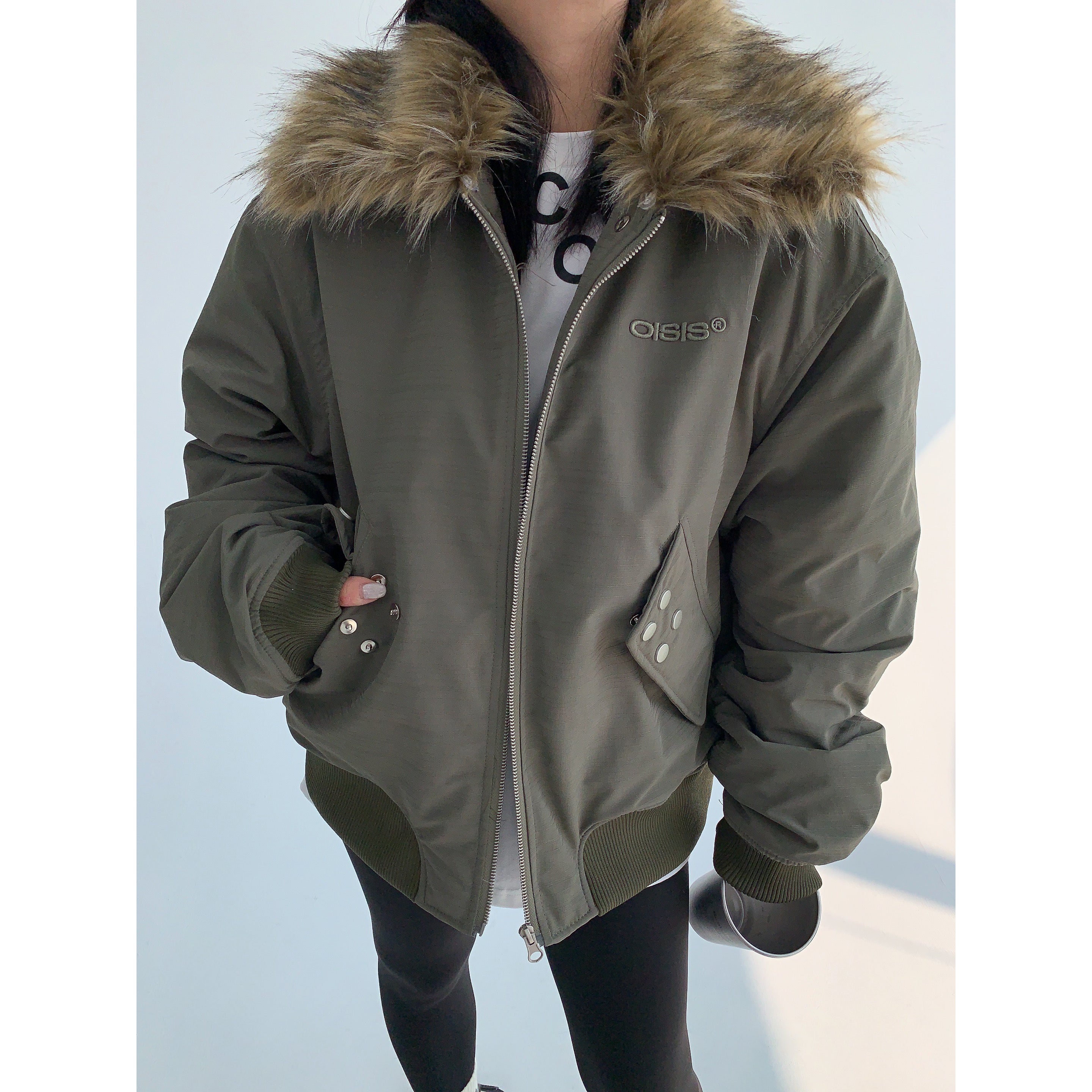 Detachable Fur Collar Embroidery Short Padded Jacket MW9588