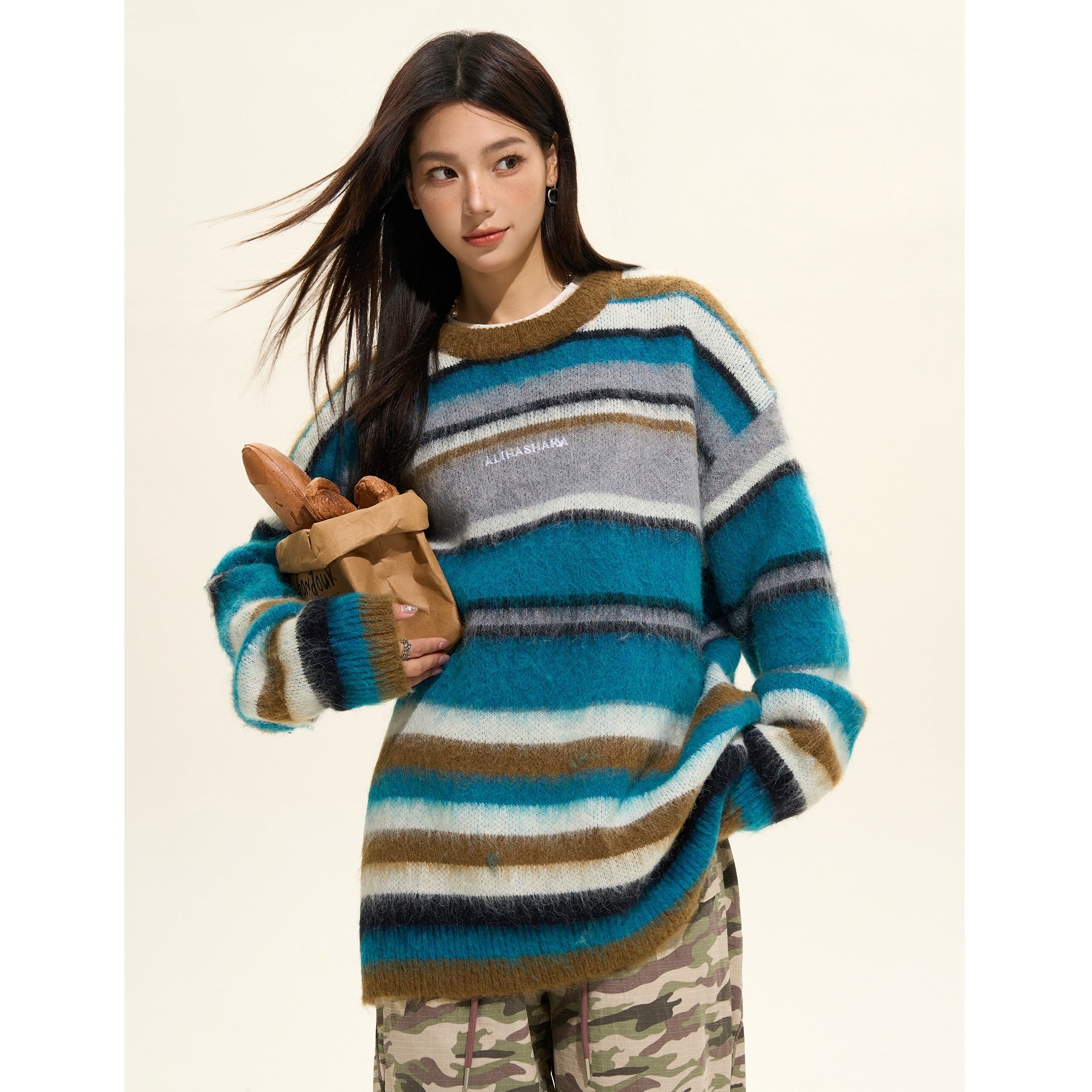 Vintage Contrasting Border Sweater MW9403