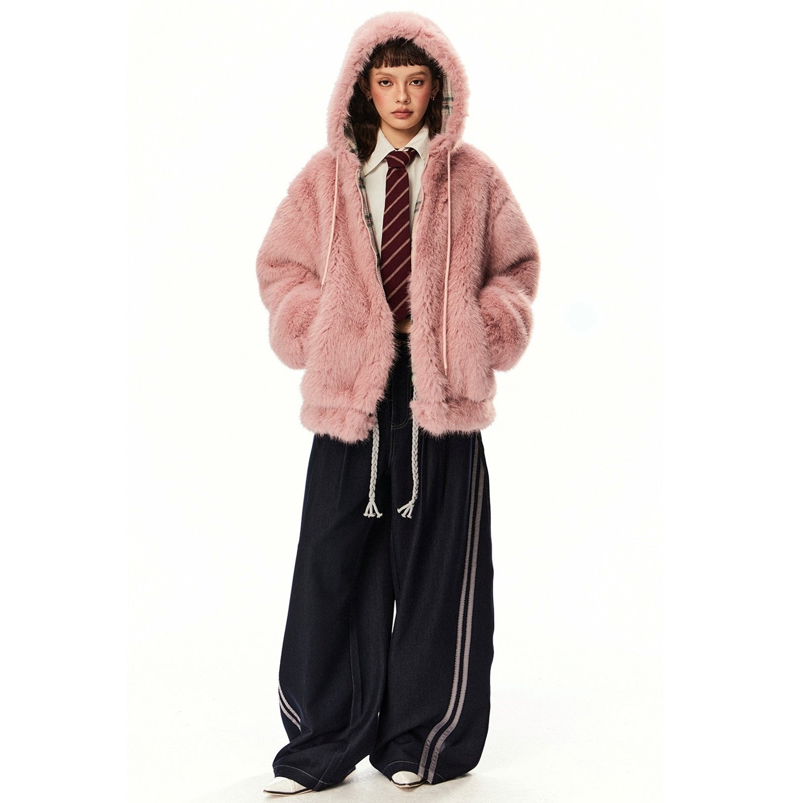 Plush Fake Fur Hooded Jacket EZ230