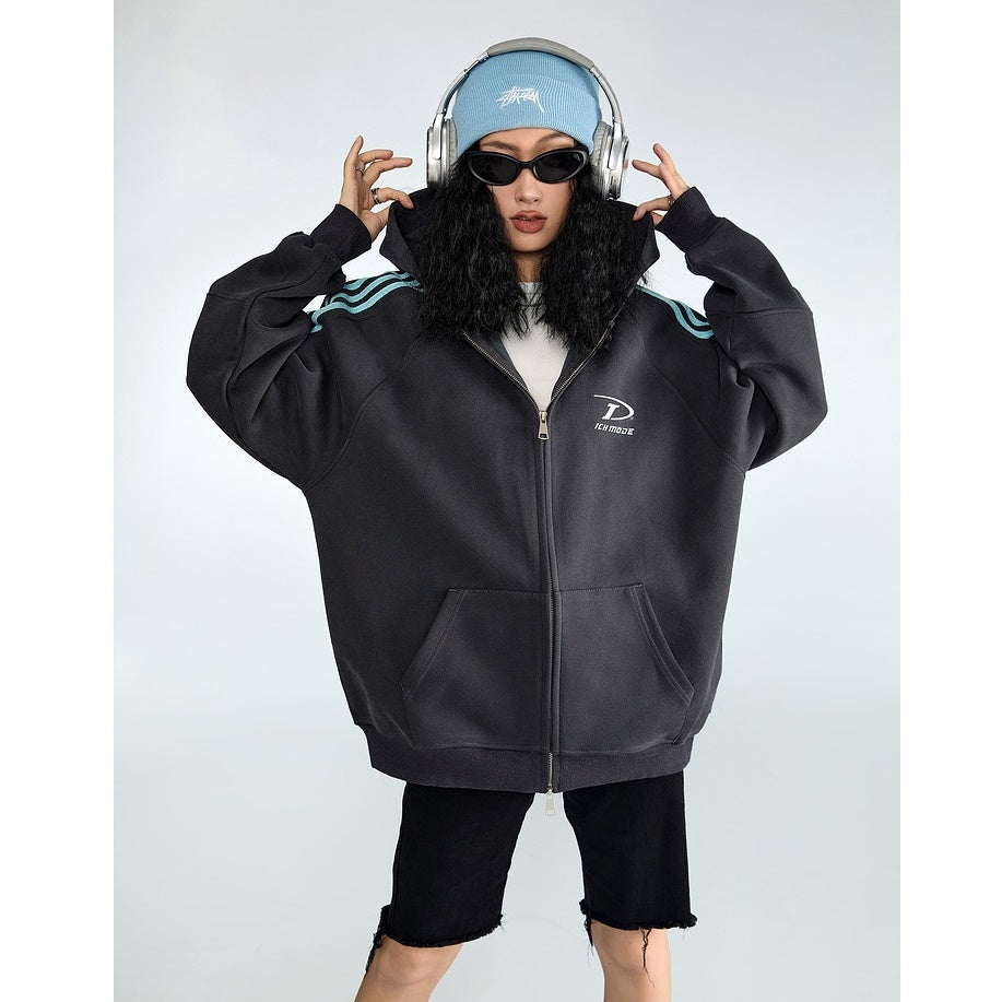 Three-Line ZIP-Up Sporty Hooded Parka MW9319