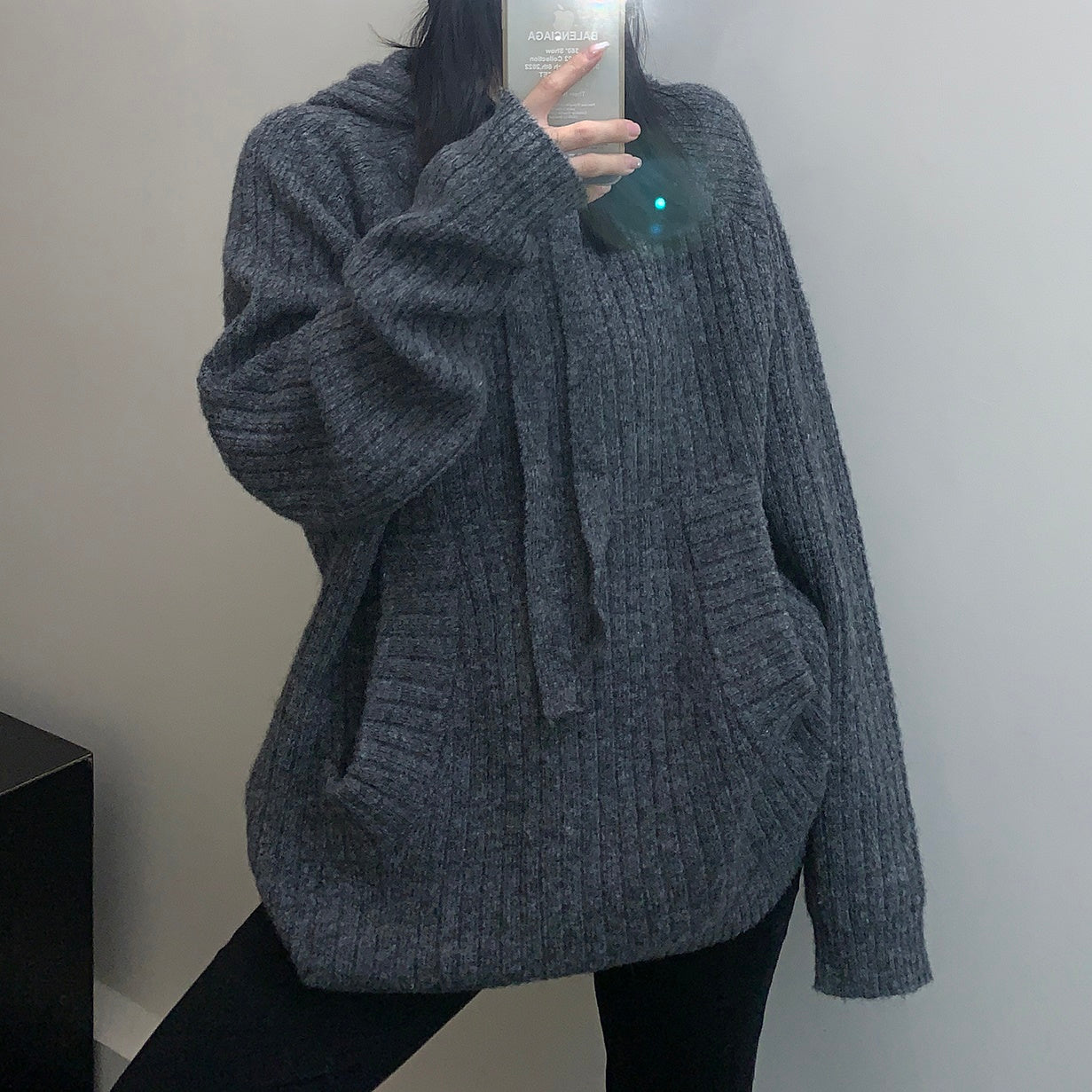 Lib Knitted Hooded Pullover Sweater MW9790