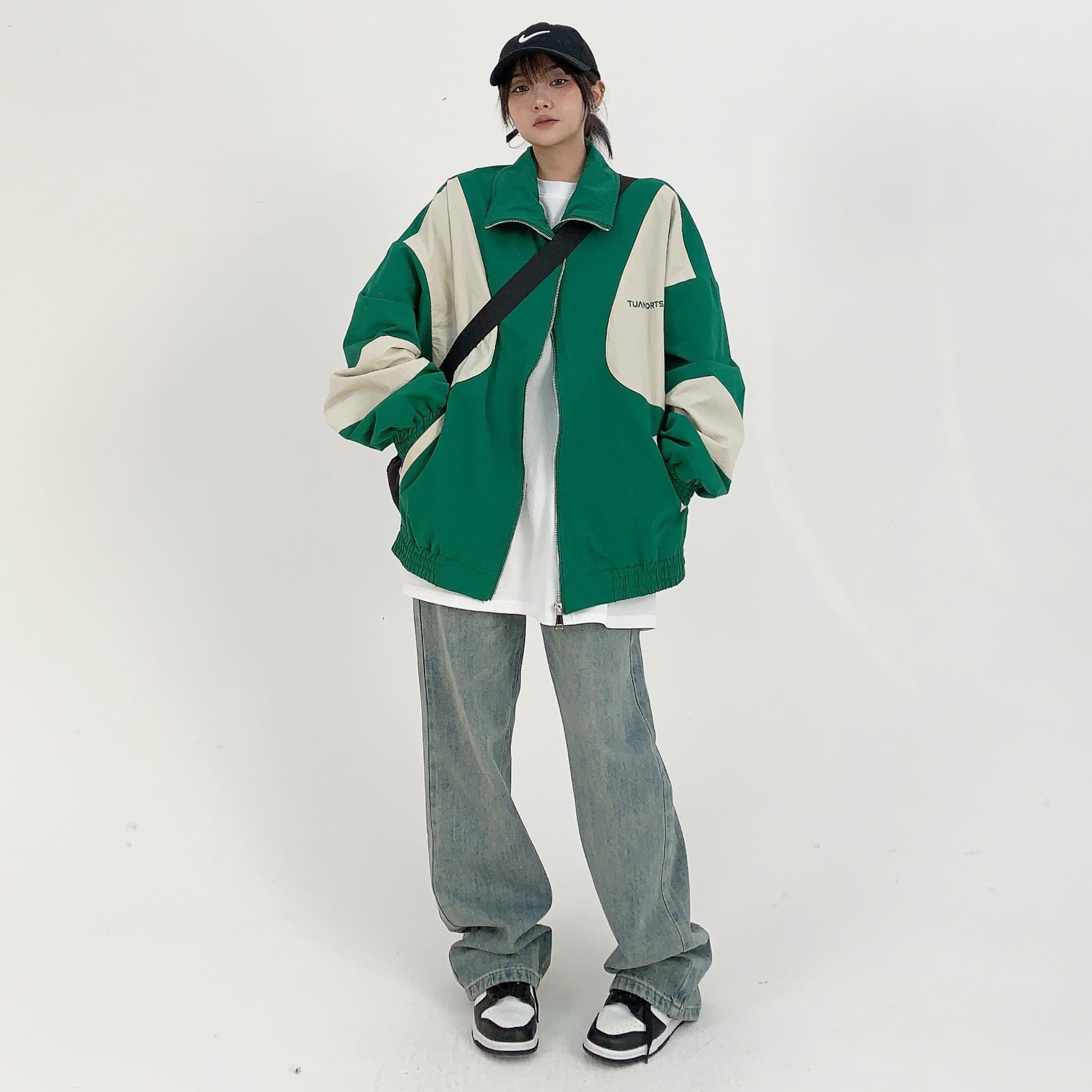 Retro Contrast Zipper Blouson MW9893