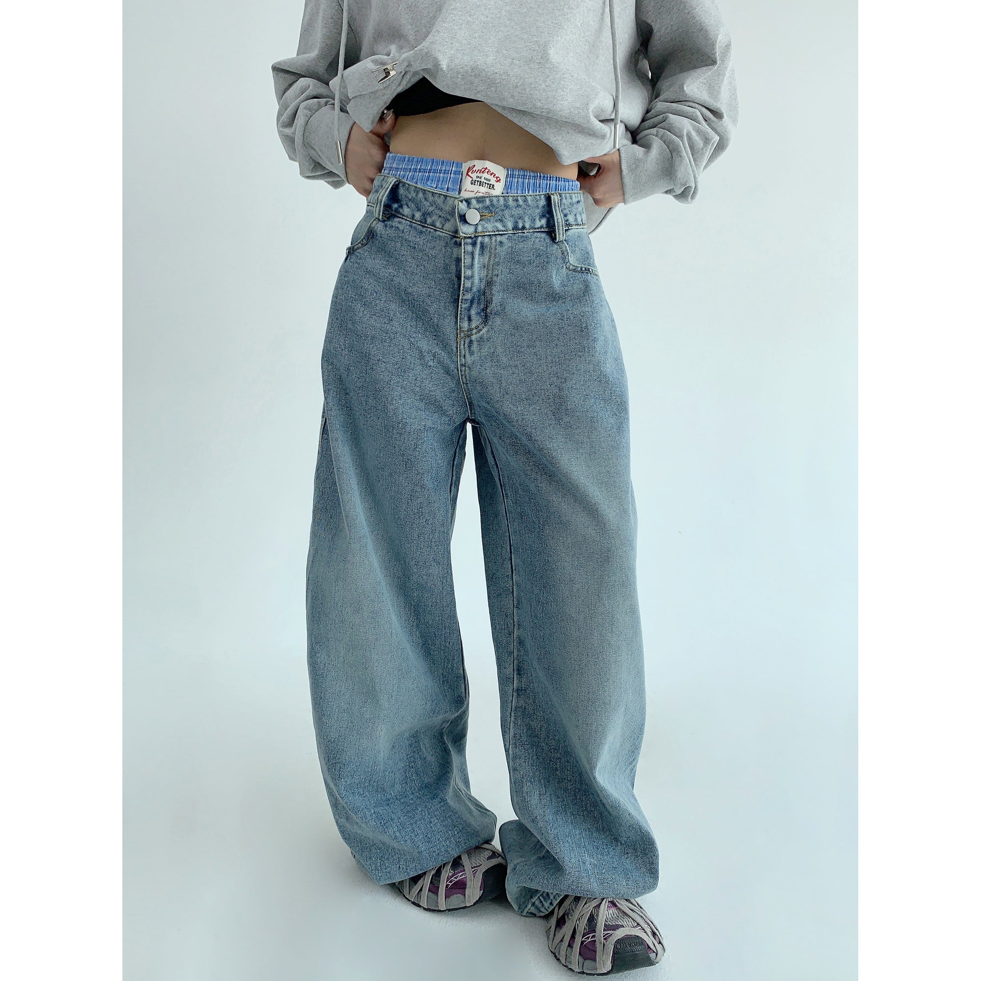 Double Waist Loose Straight Jeans MW9501