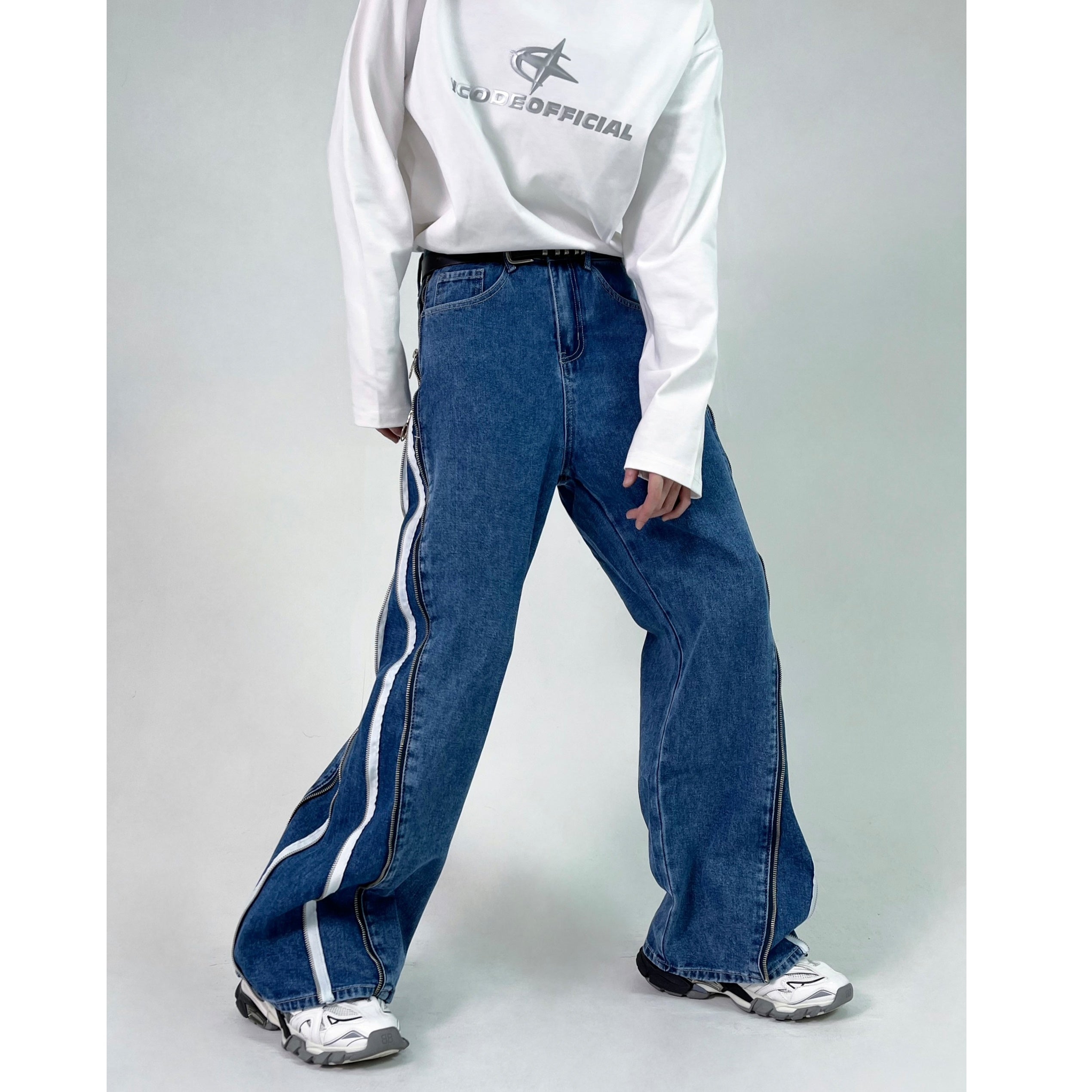 Double Side Zipper Design Jeans EA7005