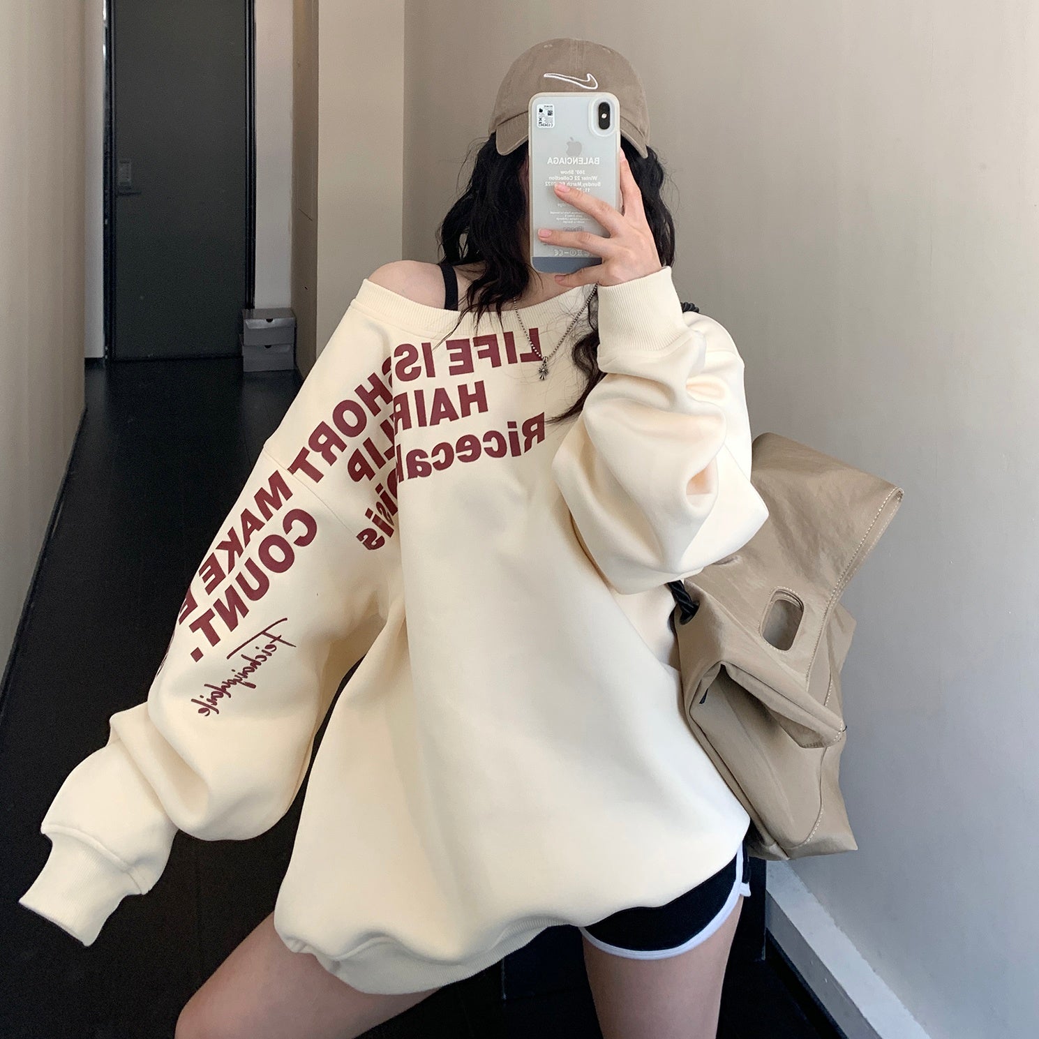 Slanted Shoulder OverSize Lettering Sweat MW9462