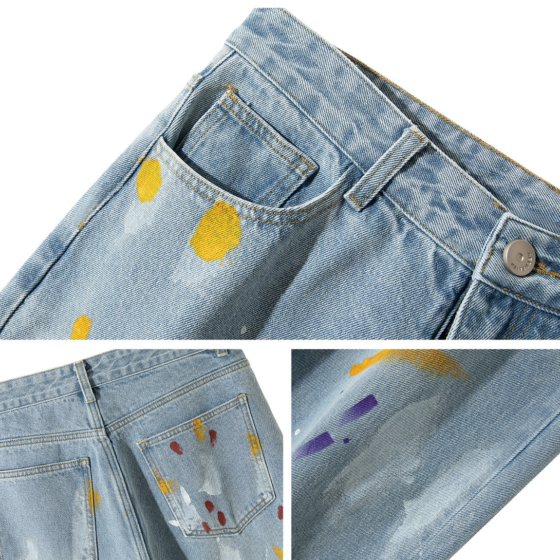 Paint Design Loose Straight Jeans MW9419