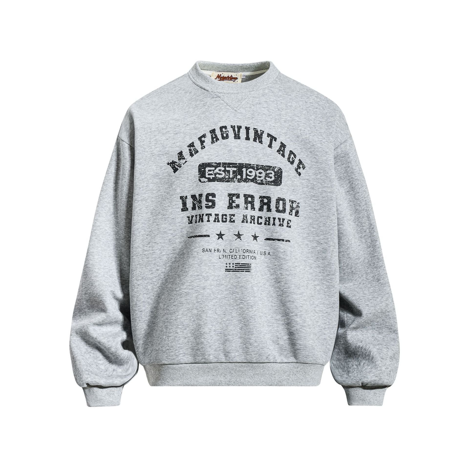 Damage Letter Print Crew Neck Sweat MW10318