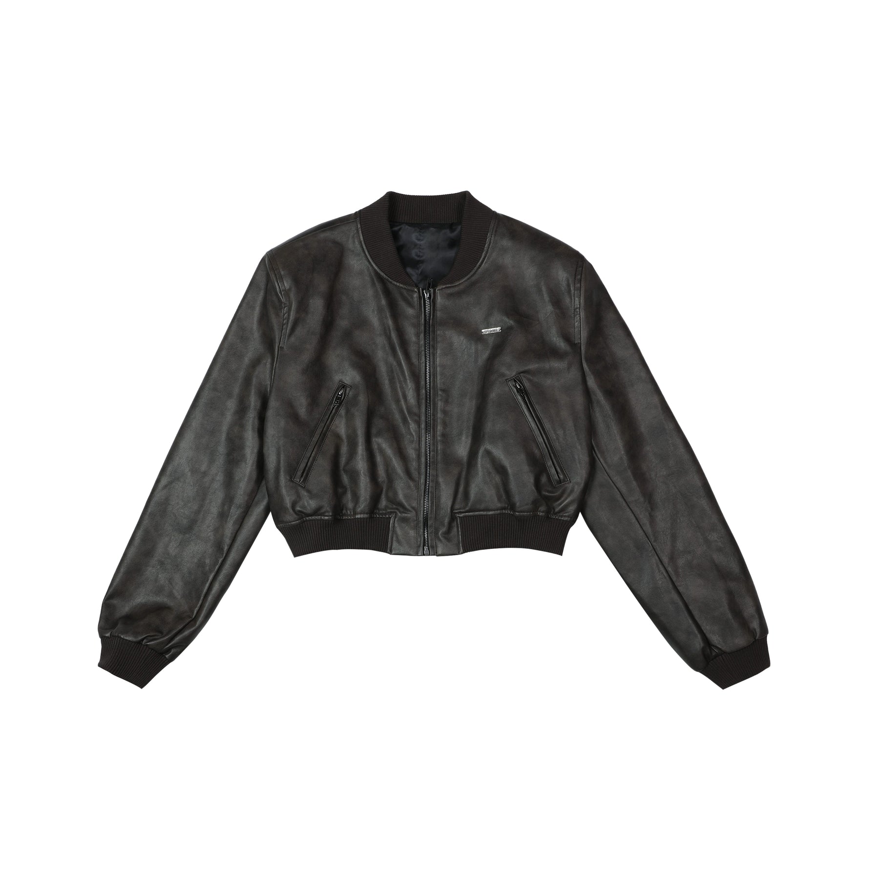 retro short leather baseball jacket EZ099
