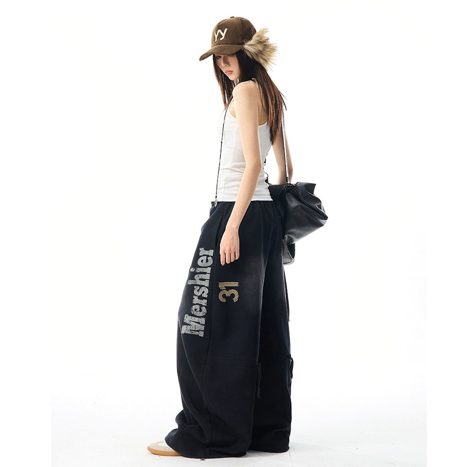 Letter Scimitar Wide-leg Sweat Pants MW9955