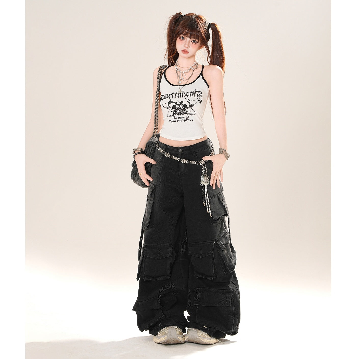 Wash Loose Work Cargo Jeans KK2037