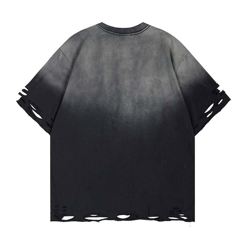 ウォッシュグラデーションダメージ刺繍Tシャツ MW10397
