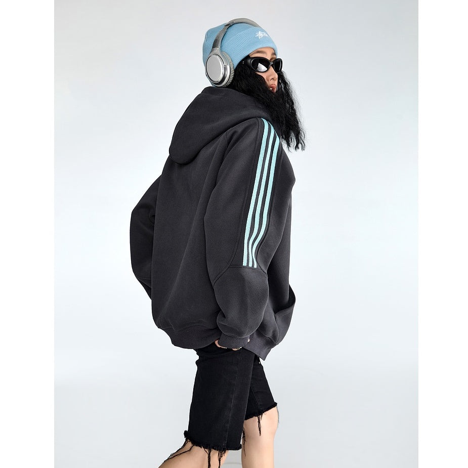 Three-Line ZIP-Up Sporty Hooded Parka MW9319