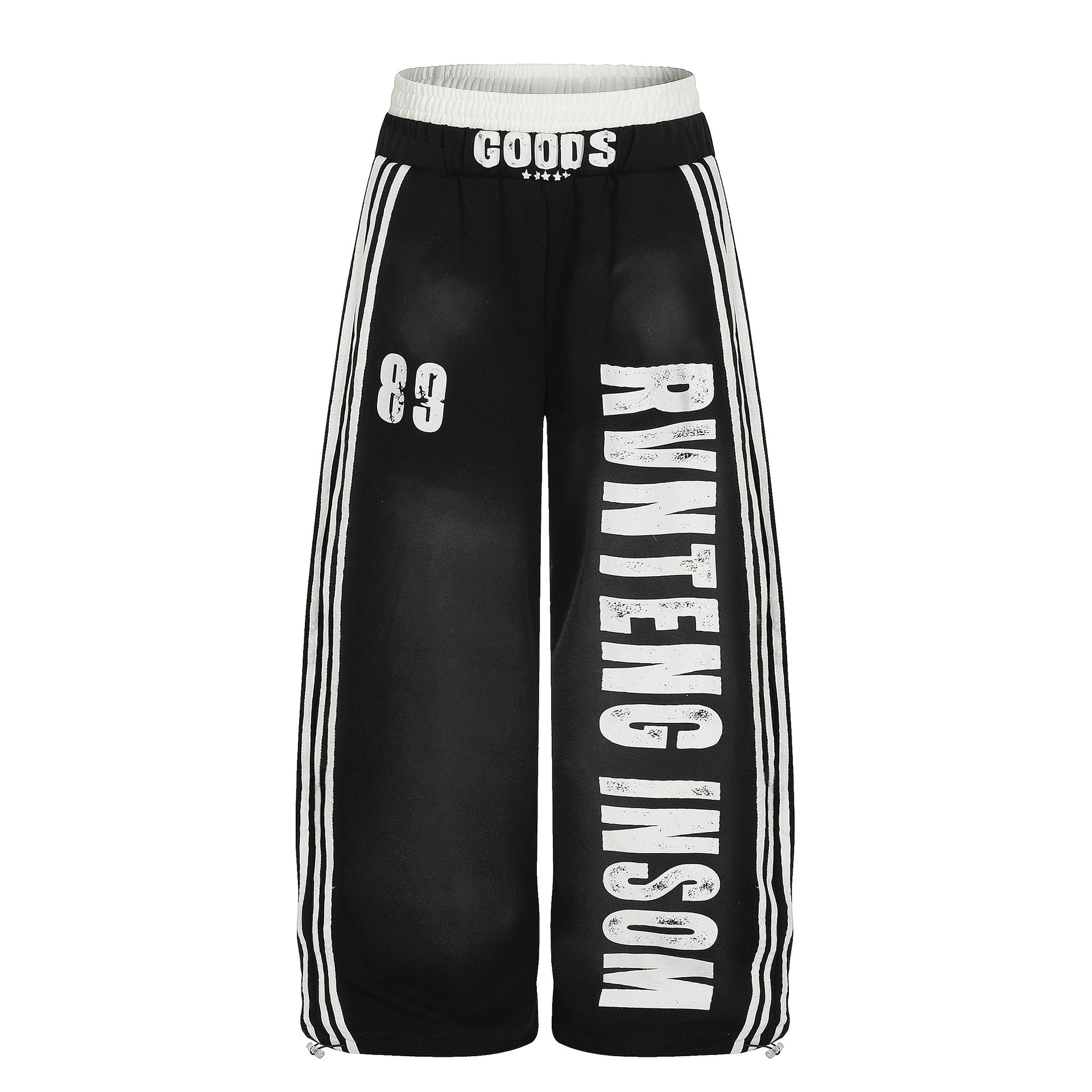 Double-waist Smuge Letter Printed Sweat Pants MW10385