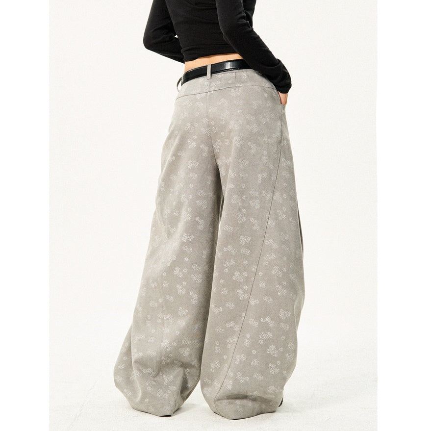 Jacquard Casual Tuck Buggy Pants MW9433