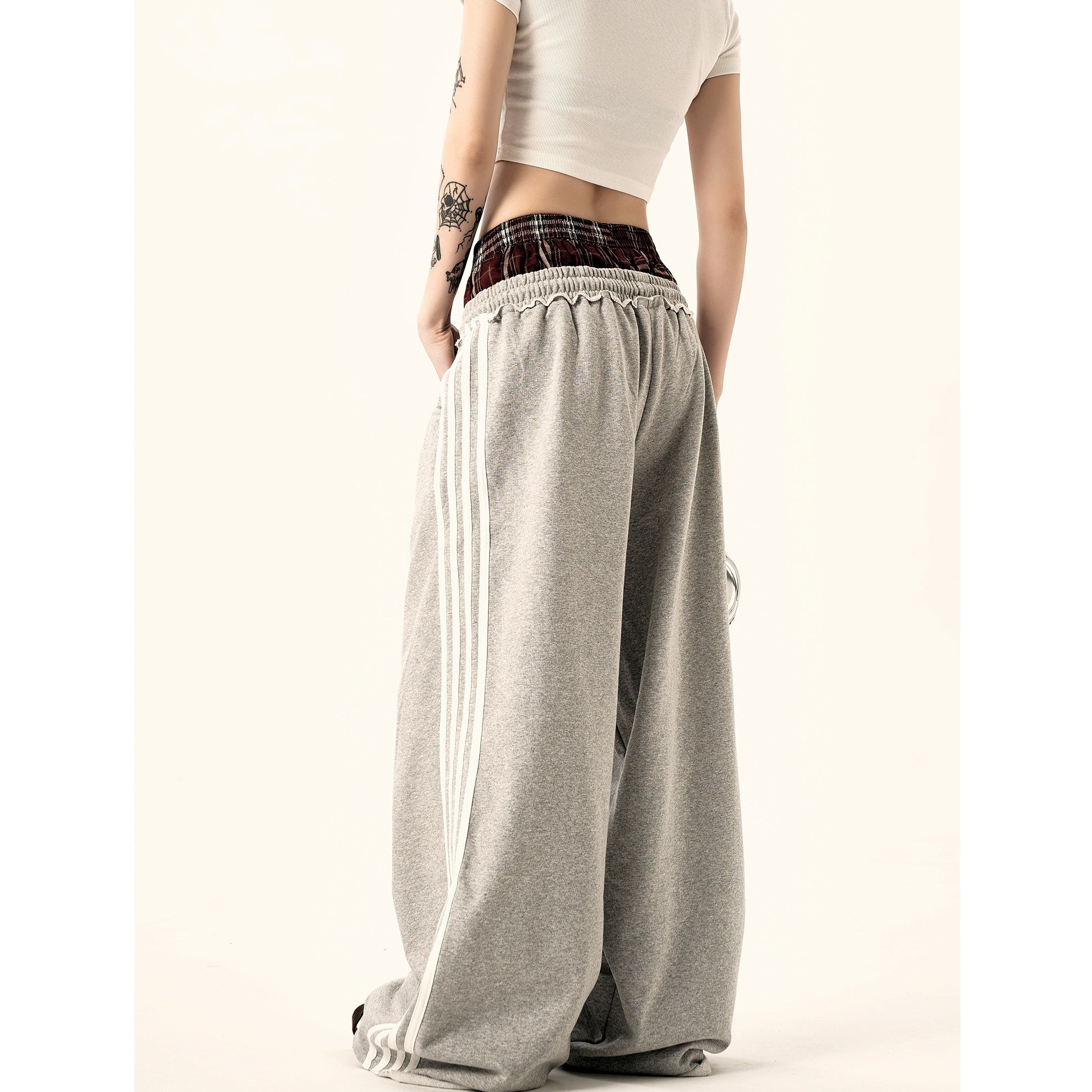 Double Waist Side Line Loose Sweat Pants MW9338