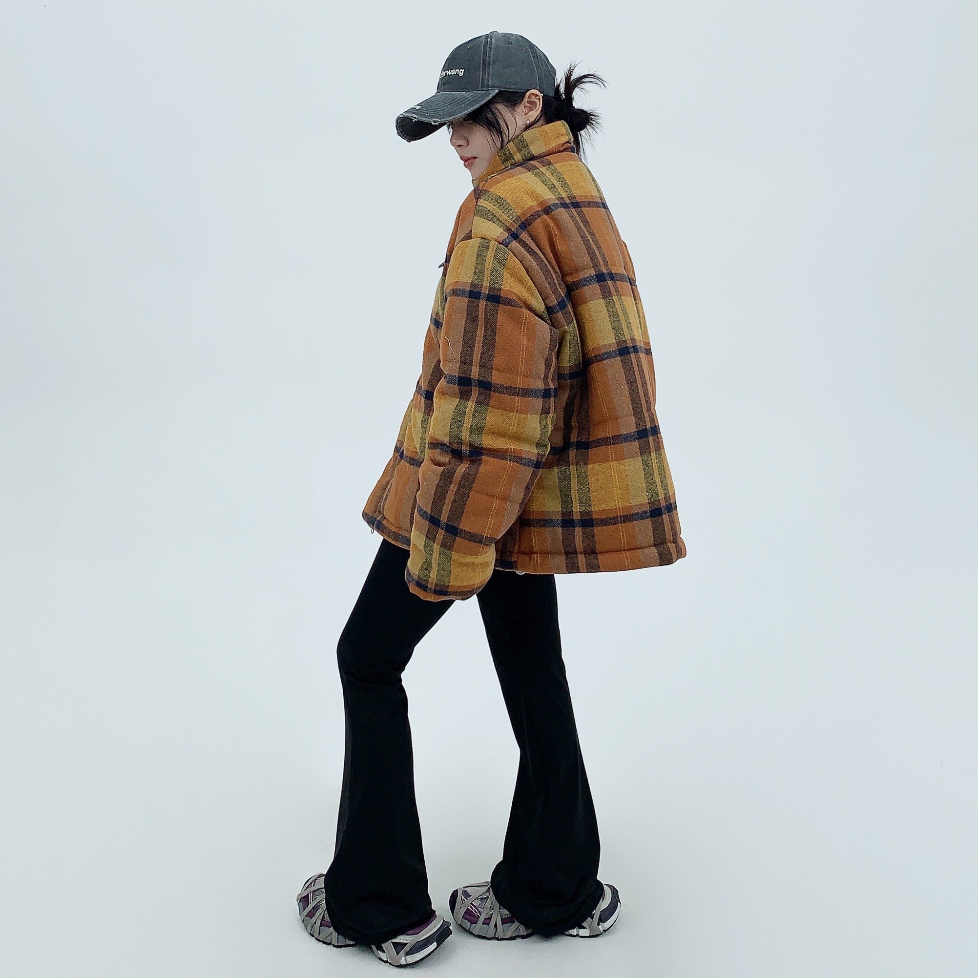 Retro Plaid Thickened Short Padded Jacket MW9691