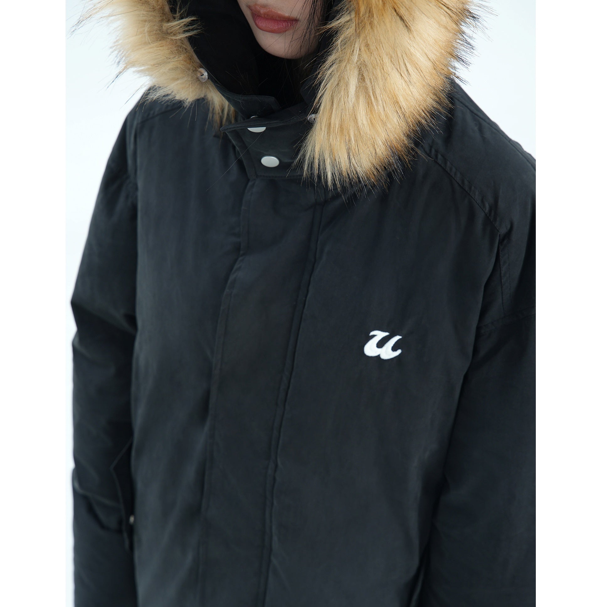 Fur Collar Simple Hooded Padded Jacket MW9670