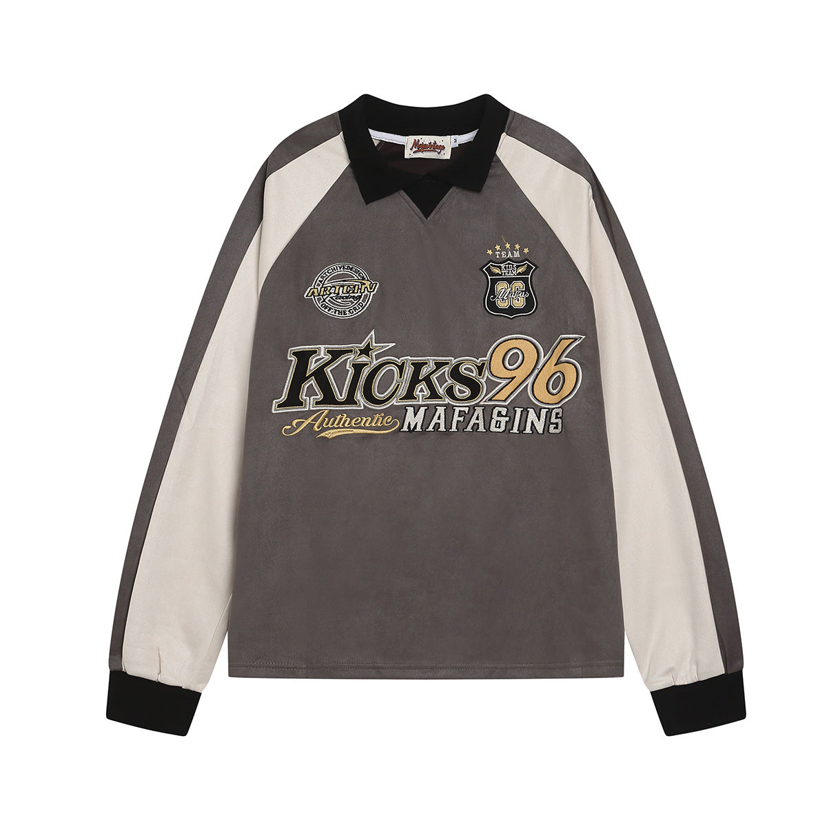 Color-Blocking Embroidered Lapel Sweatshirts MW10365