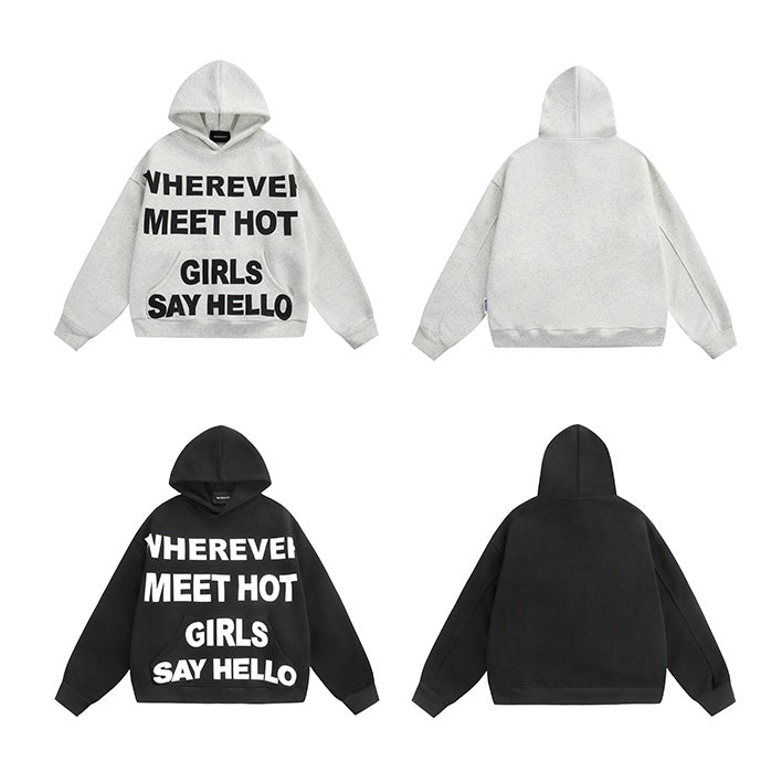 Letter Print Oversize Pullover Hoodie MW9826