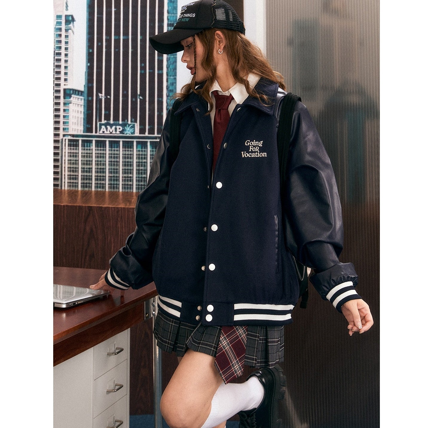 Baseball Style Retro PU Leather Jacket EZ166