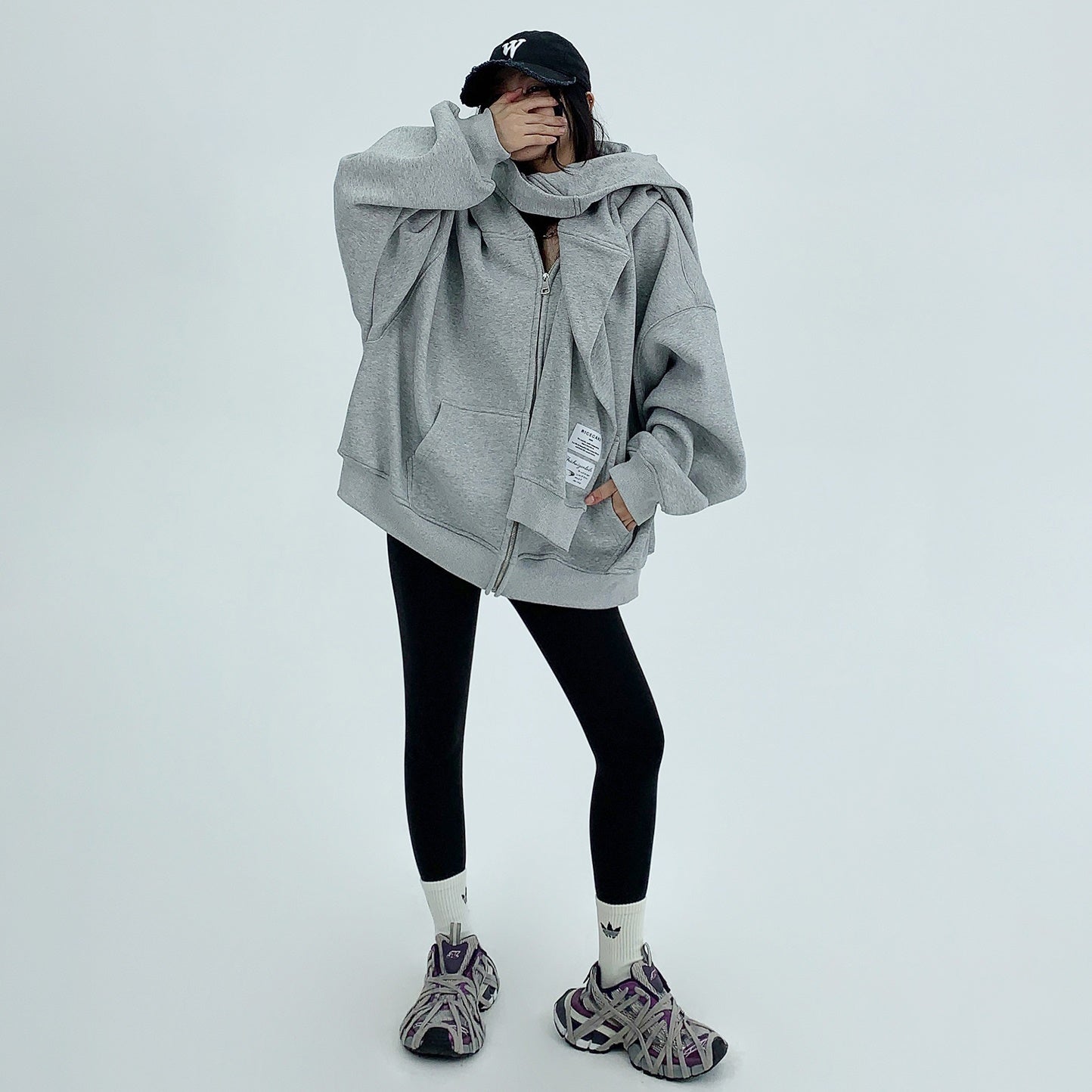 Fake Two Design OverSize Hooded Parka MW9546