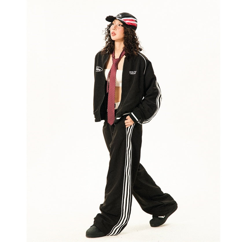 Track Jacket & Side Striped Loose Casual Pants MW9432