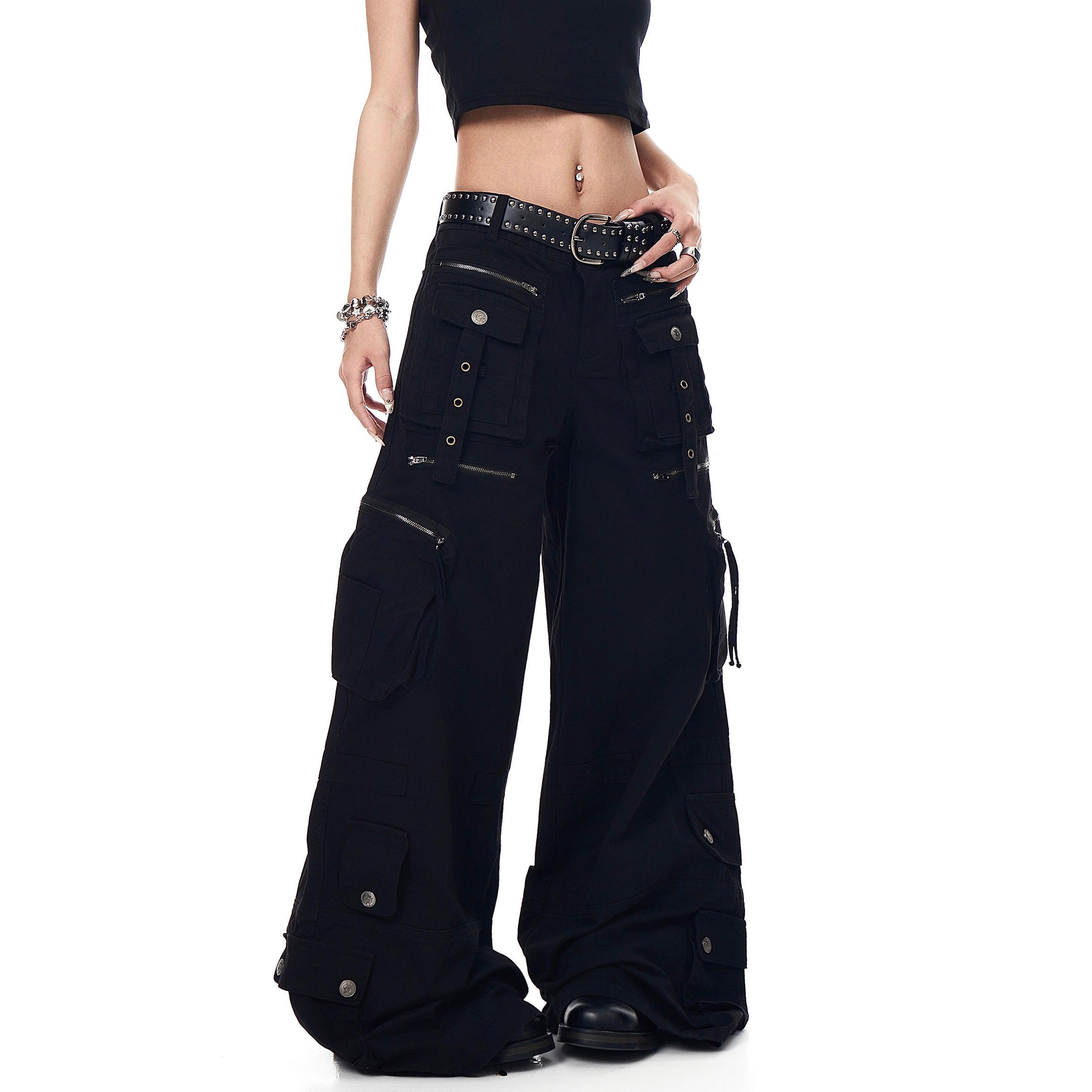 Multi-pocket Wide Buggy Cargo Pants MW10063