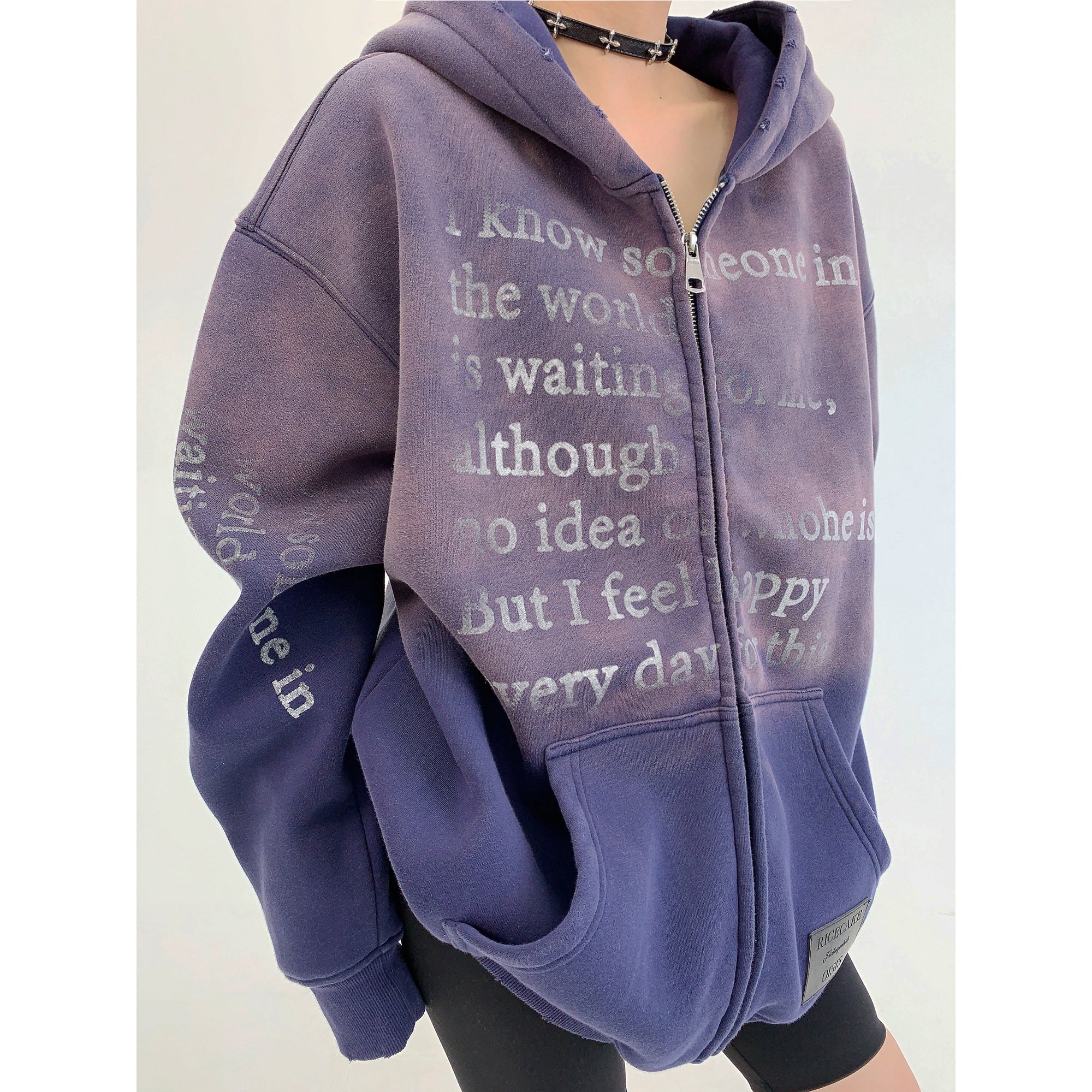 Aged Gradient Thickened Zip Hooded Sweat MW9508