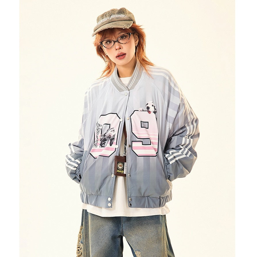 Gradation Stripe Quilting Baseball Jacket MW9534