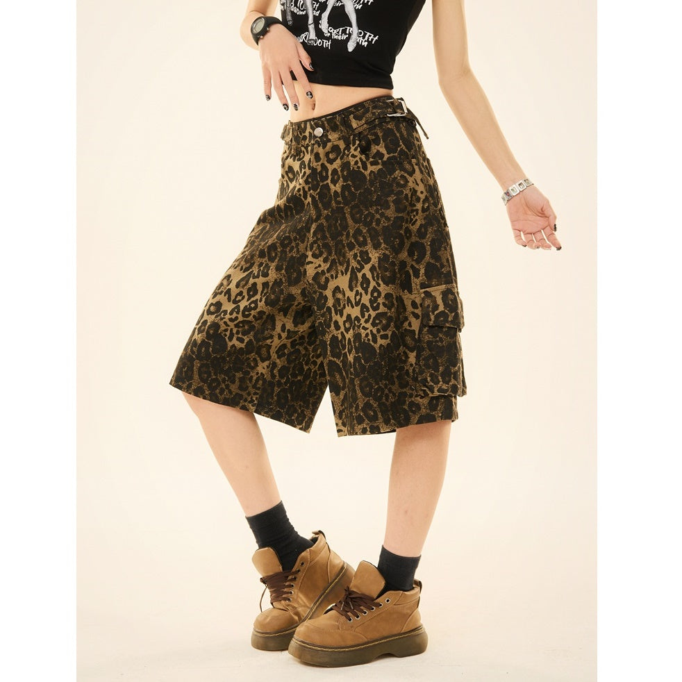 Leopard Print Loose Cropped Cargo Pants MW9266