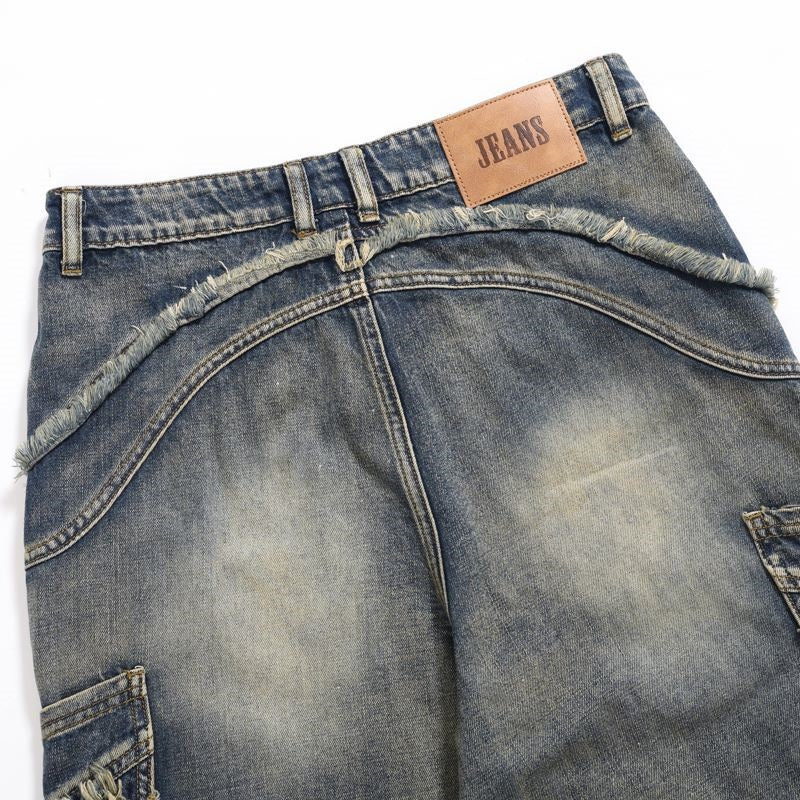 Deconstruction Split Heavy Wash Cargo Jeans MW10061