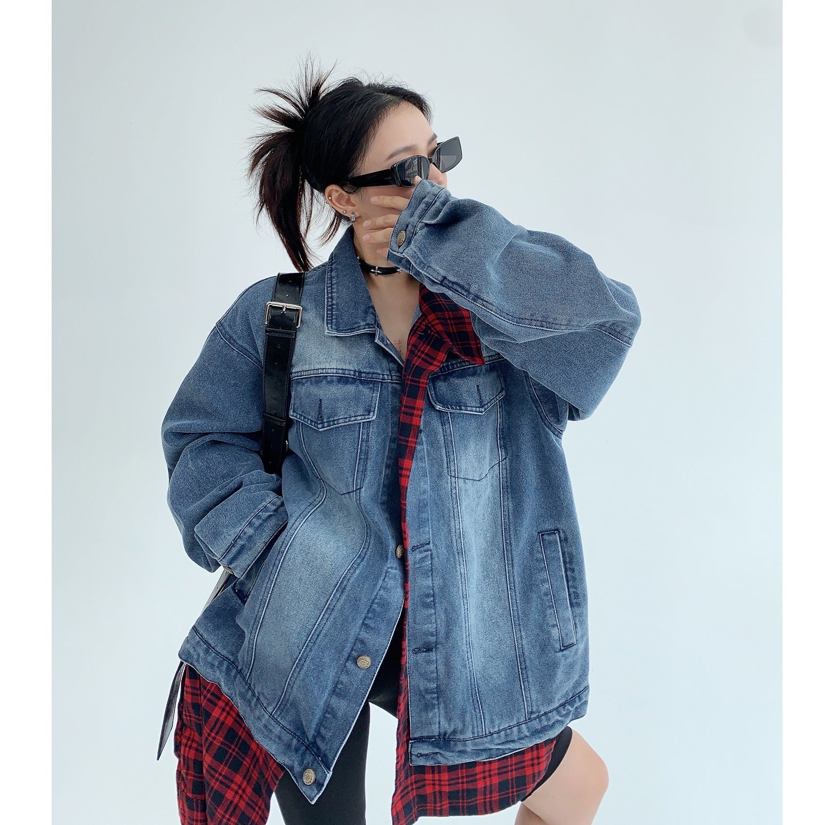 Fake Layered OverSize Denim Jacket MW9448