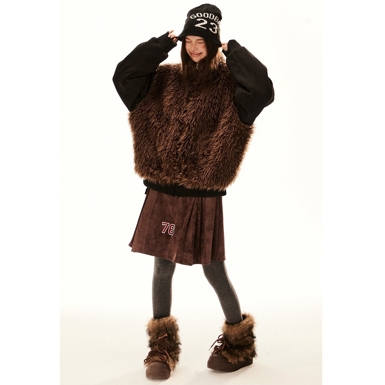 Eco Fur Switching Reversible Zipper Jacket EZ209