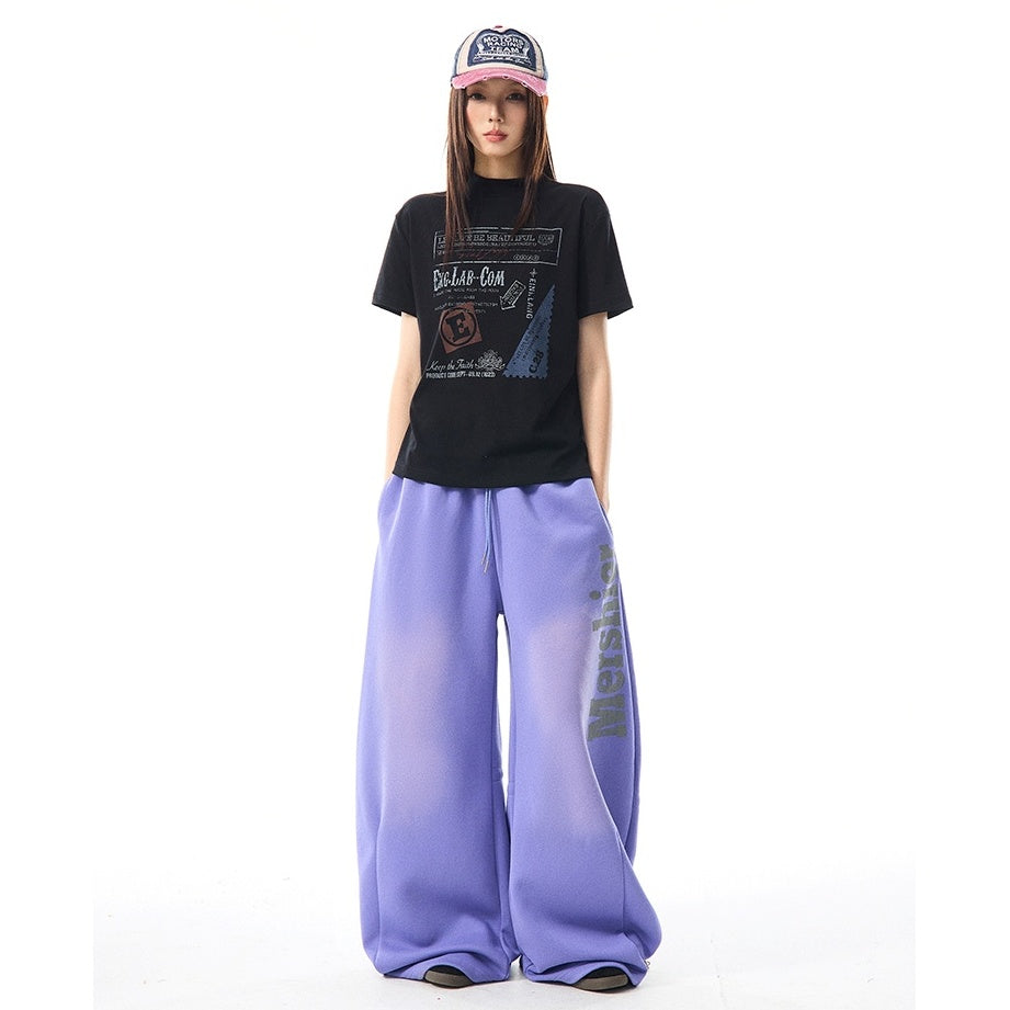 Letter Scimitar Wide-leg Sweat Pants MW9955