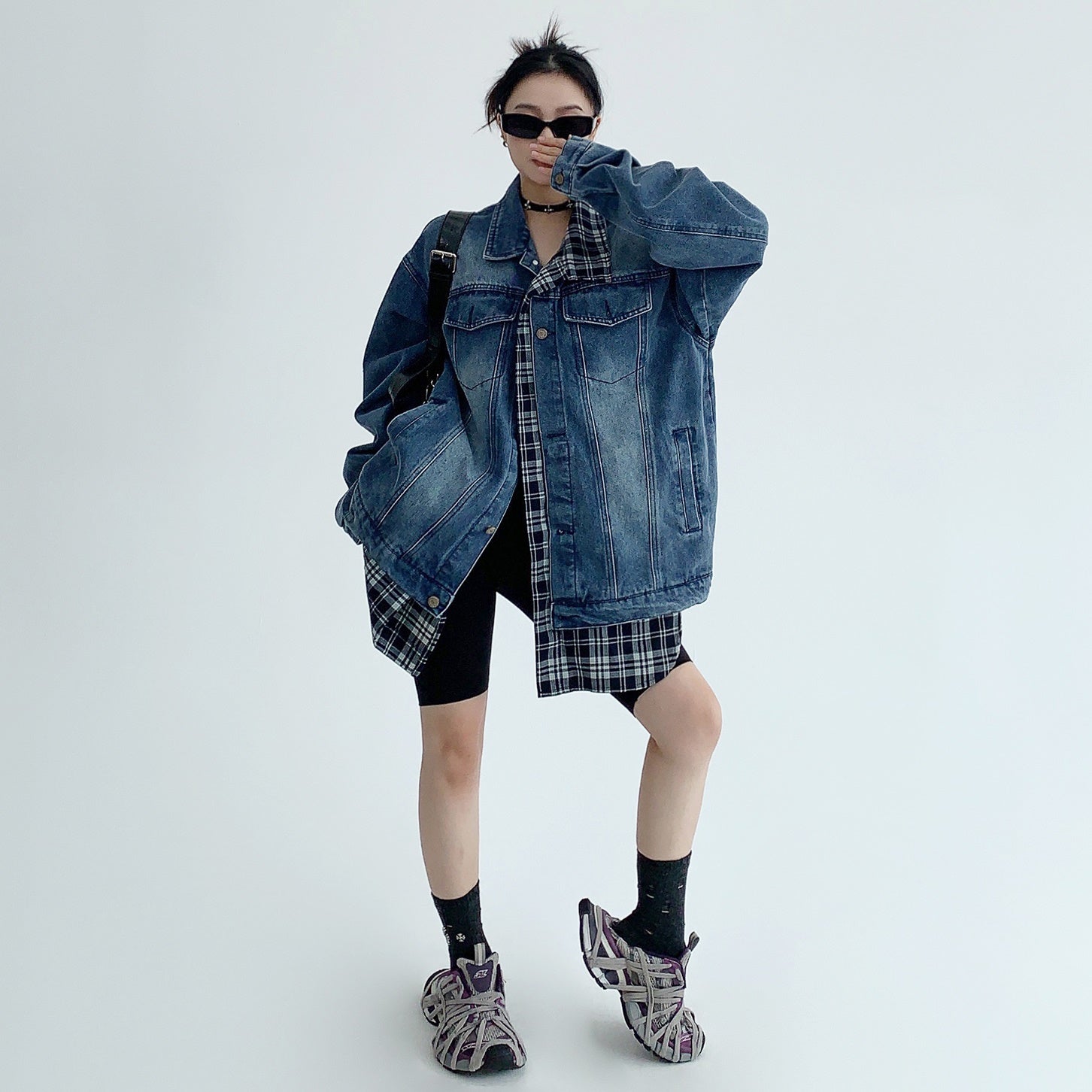 Fake Layered OverSize Denim Jacket MW9448