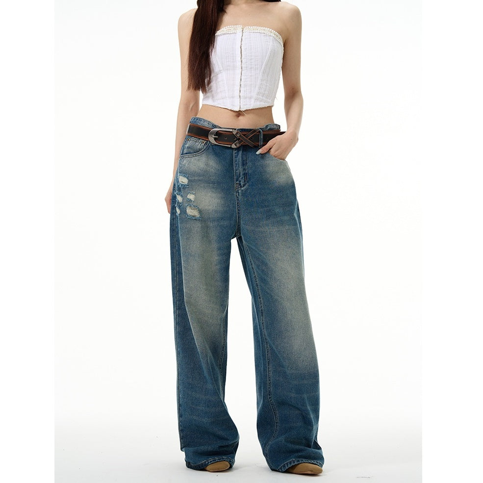 Gradation Ripped Straight Loose Jeans MW9101