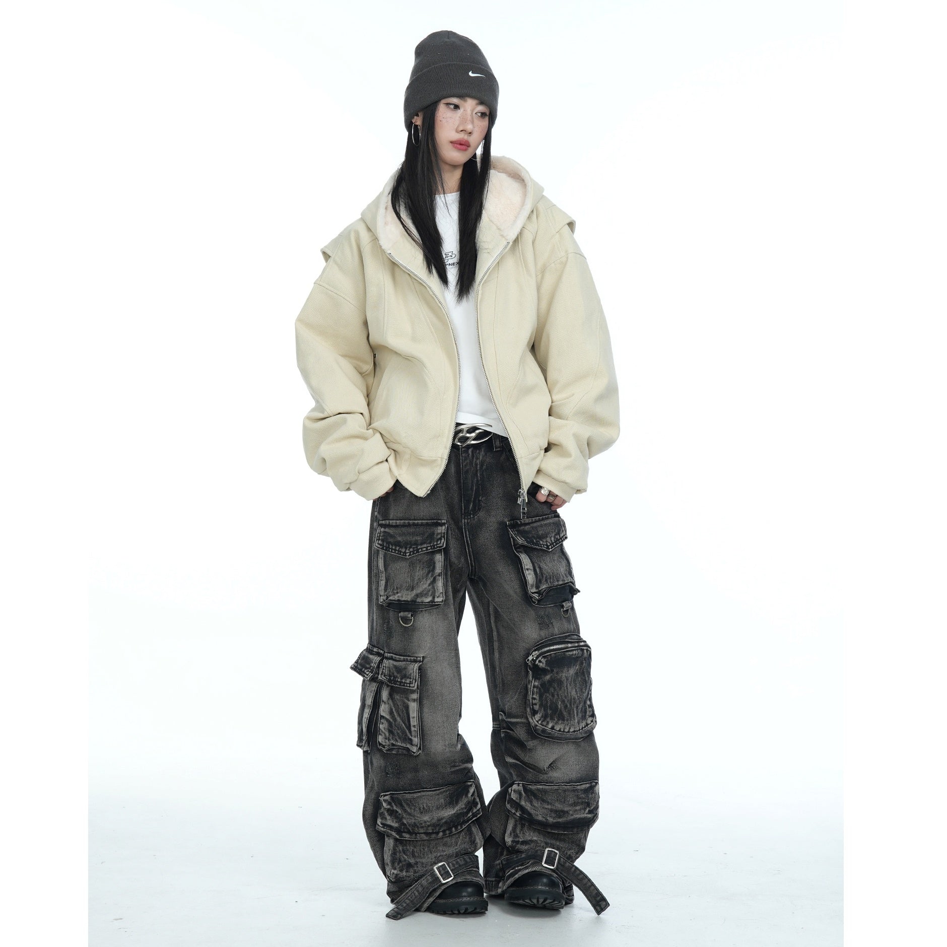 Flange Shoulder Plush Liner Hooded Parka MW9678