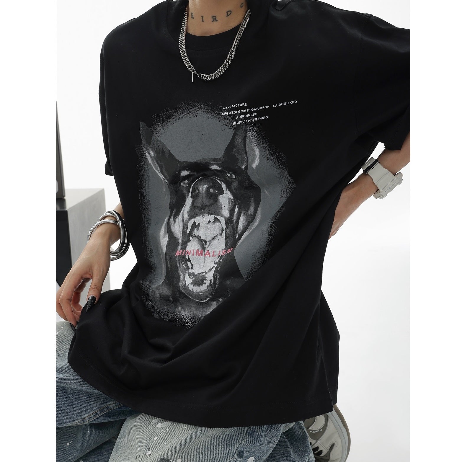 Street Dog Print T-Shirt AC7044