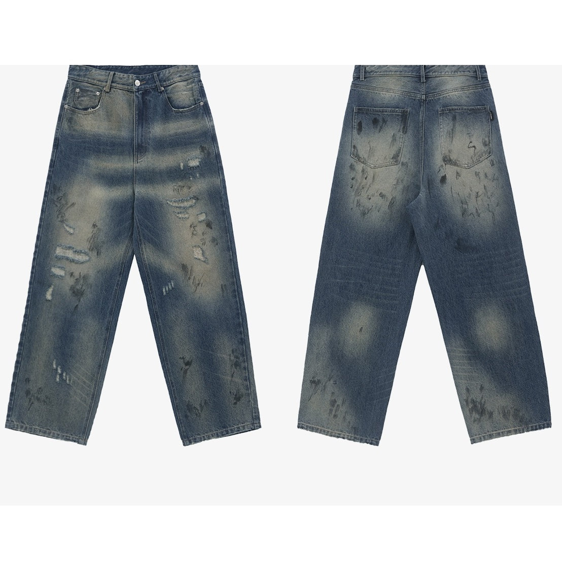 Dirty Ink Ripped Loose Straight Jeans MW9495