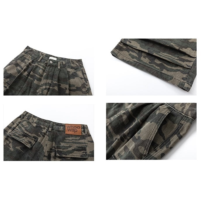 Camouflage Loose Straight Cropped Cargo Pants MW9265