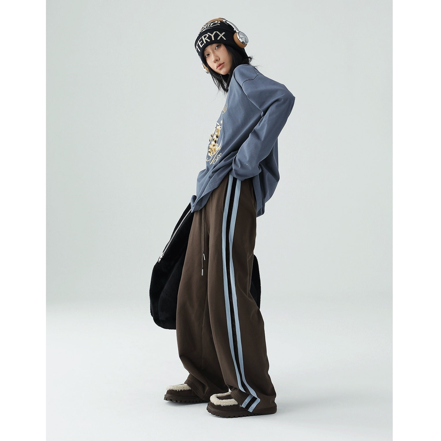 Retro Bar Stitching Loose Sweat Pants AC7080