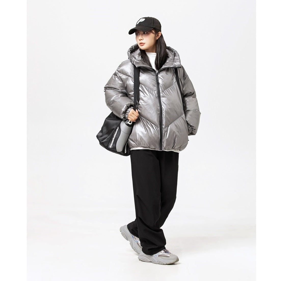 Loose Hooded Shiny Padded Jacket MW9657