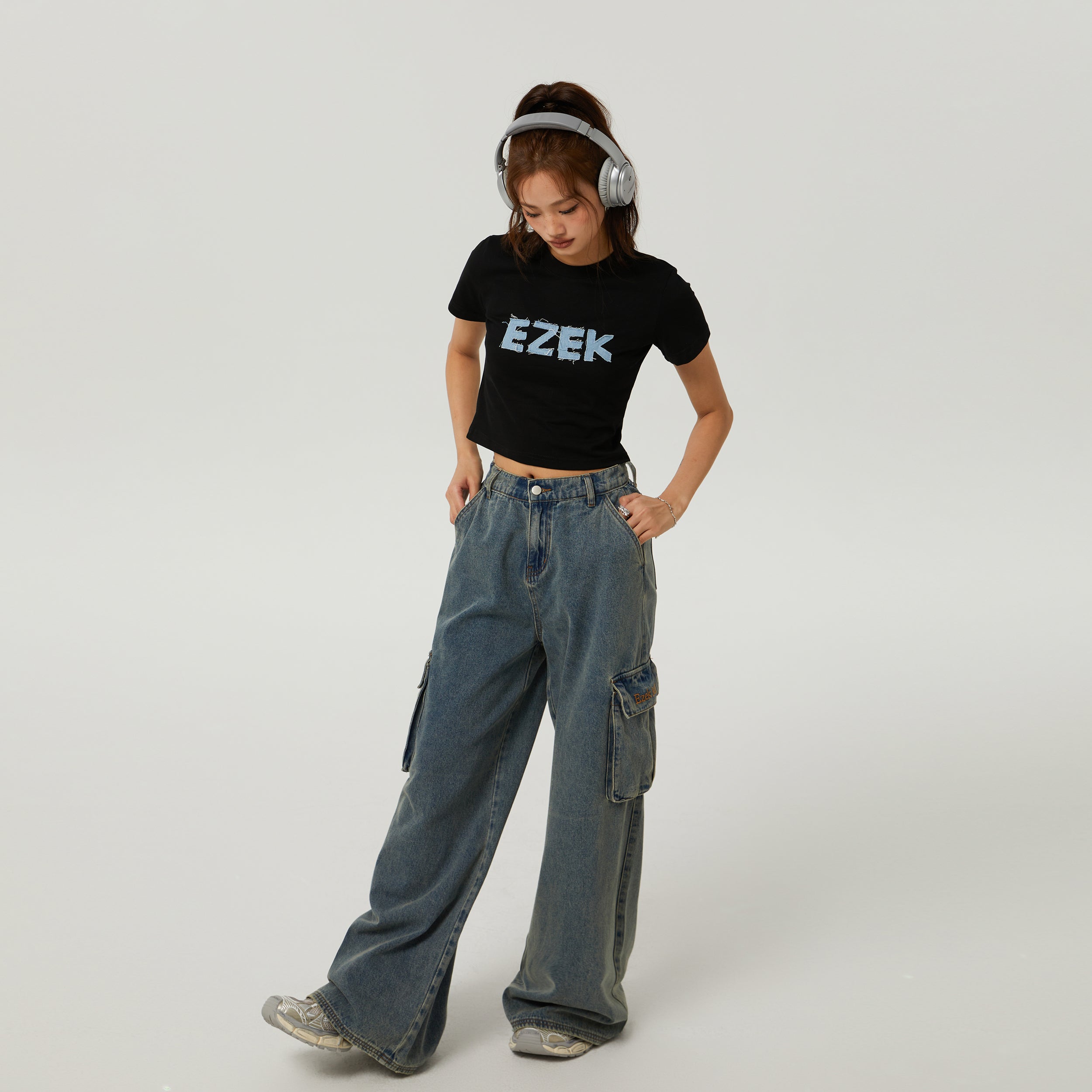 Big pocket wide leg denim EZ029