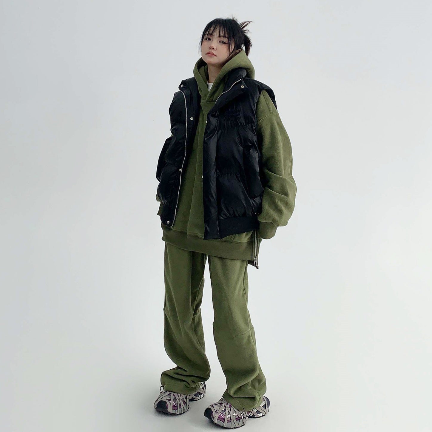 【上下別売り】Embroidery Fleece Loose Hoodie & Pants MW9631