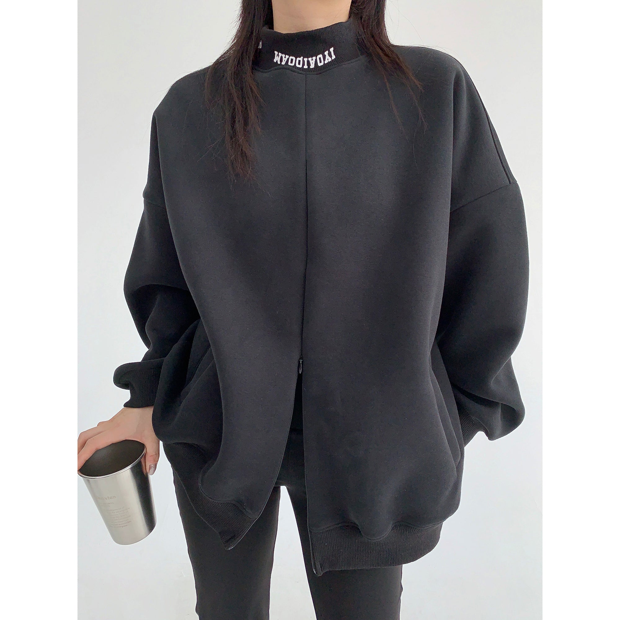 Bottle-neck Invisible Zipper Pullover Sweat MW9565