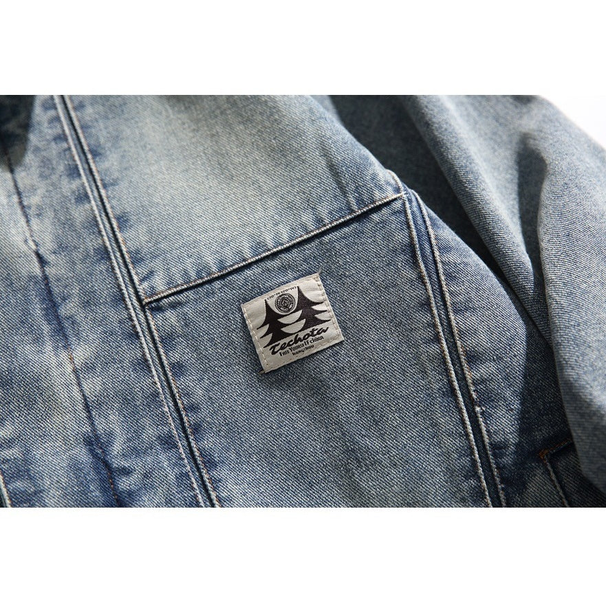 Vintage Washed Double-breasted Zip Denim Jacket MW9580